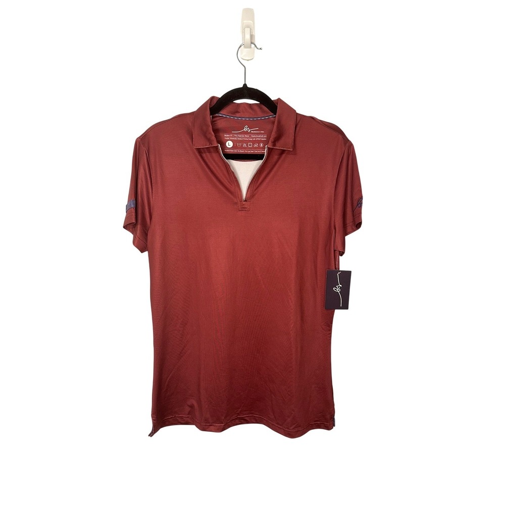 Boston Scott‎ Golf Ladies Zip Polo Shirt L Maroon Modern Fit UPF50 NWT